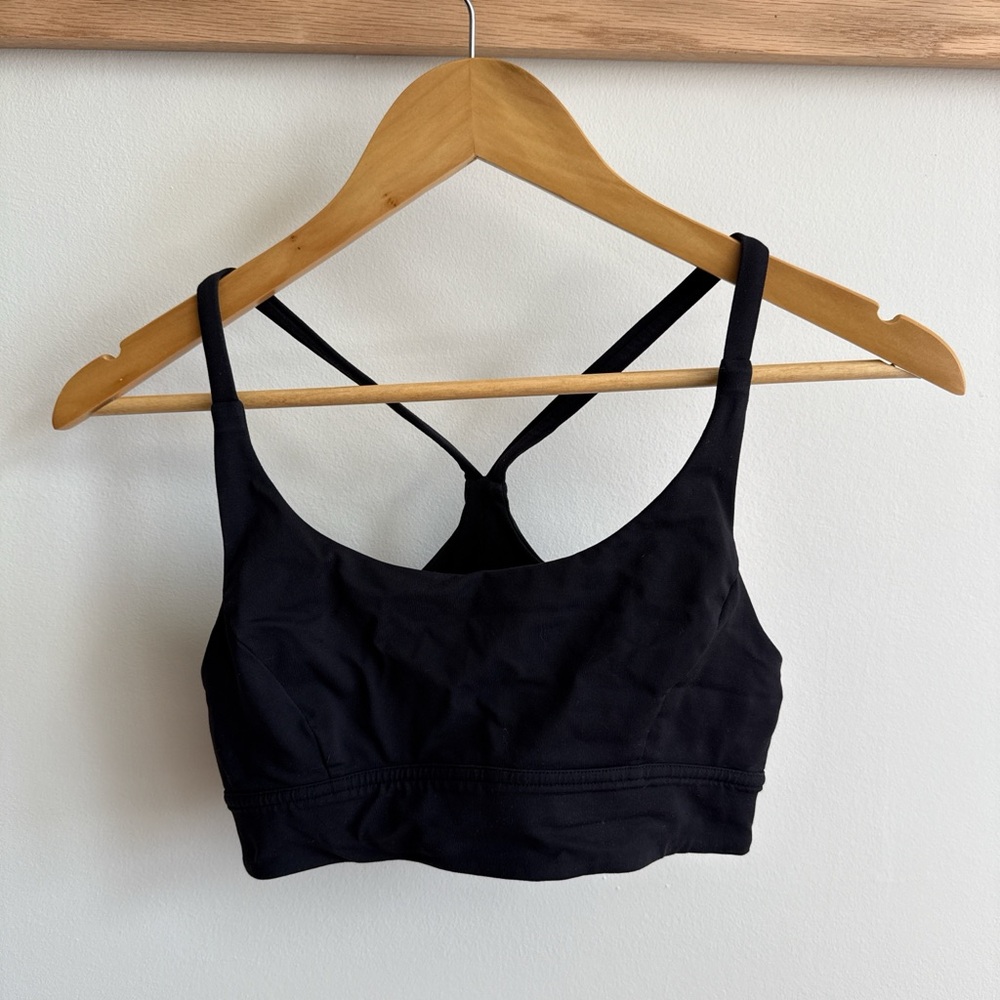 lululemon athletica Black longline mesh back Sports Bra